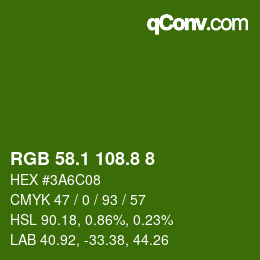 カラーコード: RGB 58.1 108.8 8 | qconv.com