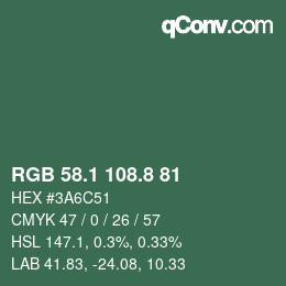 Color code: RGB 58.1 108.8 81 | qconv.com