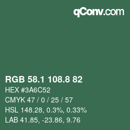 Color code: RGB 58.1 108.8 82 | qconv.com