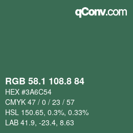 カラーコード: RGB 58.1 108.8 84 | qconv.com