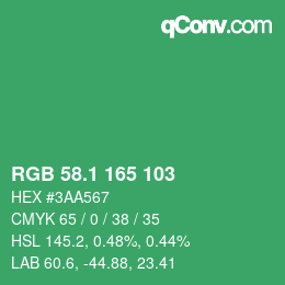 カラーコード: RGB 58.1 165 103 | qconv.com