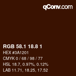 Color code: RGB 58.1 18.8 1 | qconv.com