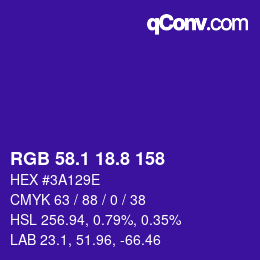 カラーコード: RGB 58.1 18.8 158 | qconv.com