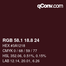 Color code: RGB 58.1 18.8 24 | qconv.com
