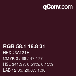 Color code: RGB 58.1 18.8 31 | qconv.com