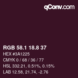カラーコード: RGB 58.1 18.8 37 | qconv.com