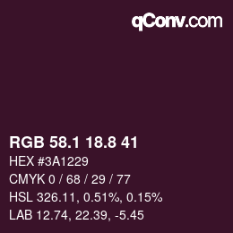 Color code: RGB 58.1 18.8 41 | qconv.com