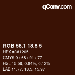 Color code: RGB 58.1 18.8 5 | qconv.com