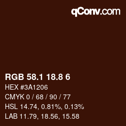 Color code: RGB 58.1 18.8 6 | qconv.com