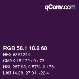 カラーコード: RGB 58.1 18.8 68 | qconv.com