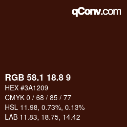 Color code: RGB 58.1 18.8 9 | qconv.com