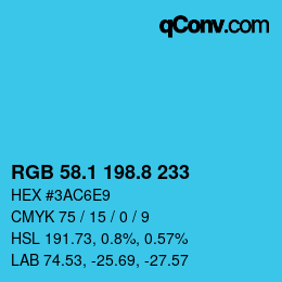 Color code: RGB 58.1 198.8 233 | qconv.com