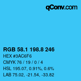 Color code: RGB 58.1 198.8 246 | qconv.com
