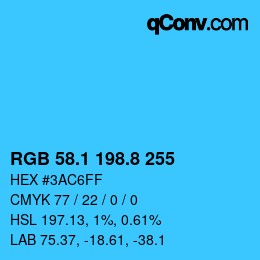 Color code: RGB 58.1 198.8 255 | qconv.com