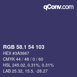 カラーコード: RGB 58.1 54 103 | qconv.com