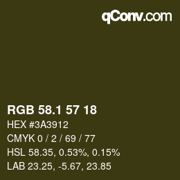 カラーコード: RGB 58.1 57 18 | qconv.com