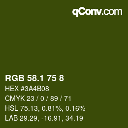 カラーコード: RGB 58.1 75 8 | qconv.com
