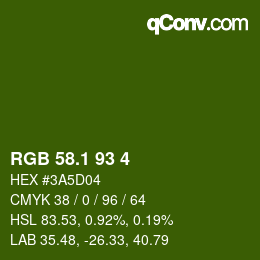 カラーコード: RGB 58.1 93 4 | qconv.com