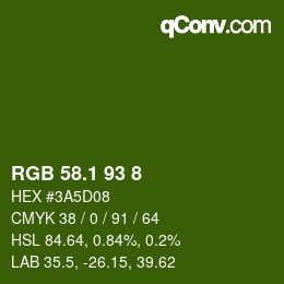 カラーコード: RGB 58.1 93 8 | qconv.com