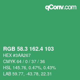 カラーコード: RGB 58.3 162.4 103 | qconv.com