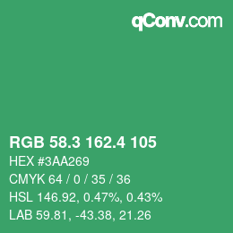 カラーコード: RGB 58.3 162.4 105 | qconv.com