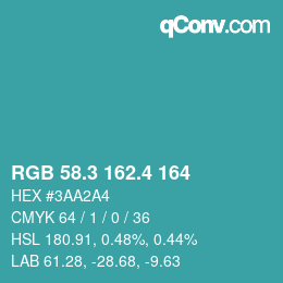 カラーコード: RGB 58.3 162.4 164 | qconv.com