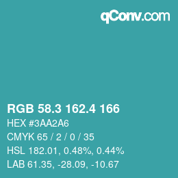 カラーコード: RGB 58.3 162.4 166 | qconv.com