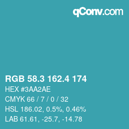 カラーコード: RGB 58.3 162.4 174 | qconv.com