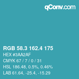 カラーコード: RGB 58.3 162.4 175 | qconv.com