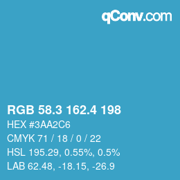 カラーコード: RGB 58.3 162.4 198 | qconv.com