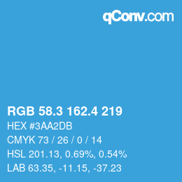 カラーコード: RGB 58.3 162.4 219 | qconv.com