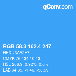 カラーコード: RGB 58.3 162.4 247 | qconv.com