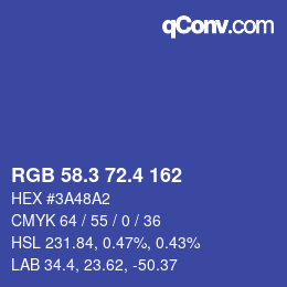 カラーコード: RGB 58.3 72.4 162 | qconv.com