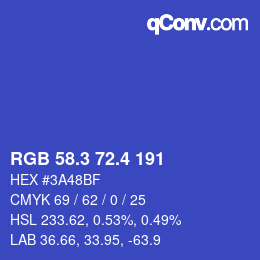 カラーコード: RGB 58.3 72.4 191 | qconv.com
