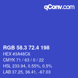カラーコード: RGB 58.3 72.4 198 | qconv.com
