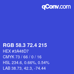 カラーコード: RGB 58.3 72.4 215 | qconv.com
