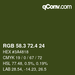 カラーコード: RGB 58.3 72.4 24 | qconv.com