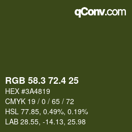 カラーコード: RGB 58.3 72.4 25 | qconv.com