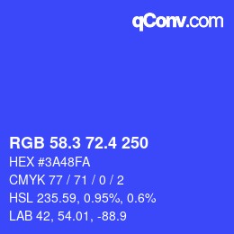 カラーコード: RGB 58.3 72.4 250 | qconv.com
