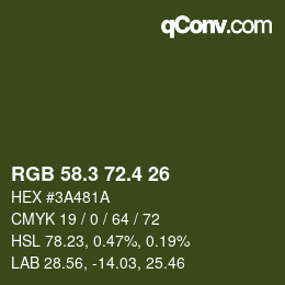 カラーコード: RGB 58.3 72.4 26 | qconv.com