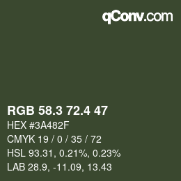 カラーコード: RGB 58.3 72.4 47 | qconv.com