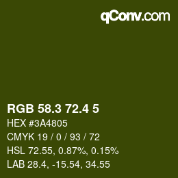 カラーコード: RGB 58.3 72.4 5 | qconv.com