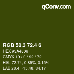 カラーコード: RGB 58.3 72.4 6 | qconv.com