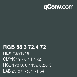 カラーコード: RGB 58.3 72.4 72 | qconv.com