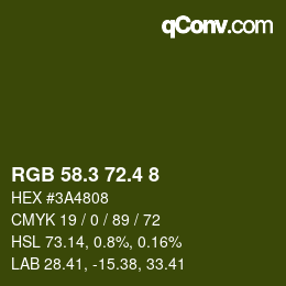 カラーコード: RGB 58.3 72.4 8 | qconv.com