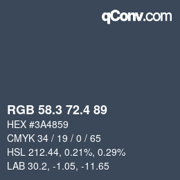 カラーコード: RGB 58.3 72.4 89 | qconv.com