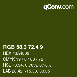 カラーコード: RGB 58.3 72.4 9 | qconv.com