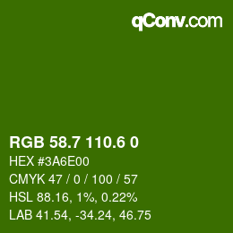 カラーコード: RGB 58.7 110.6 0 | qconv.com