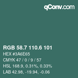 カラーコード: RGB 58.7 110.6 101 | qconv.com
