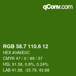カラーコード: RGB 58.7 110.6 12 | qconv.com